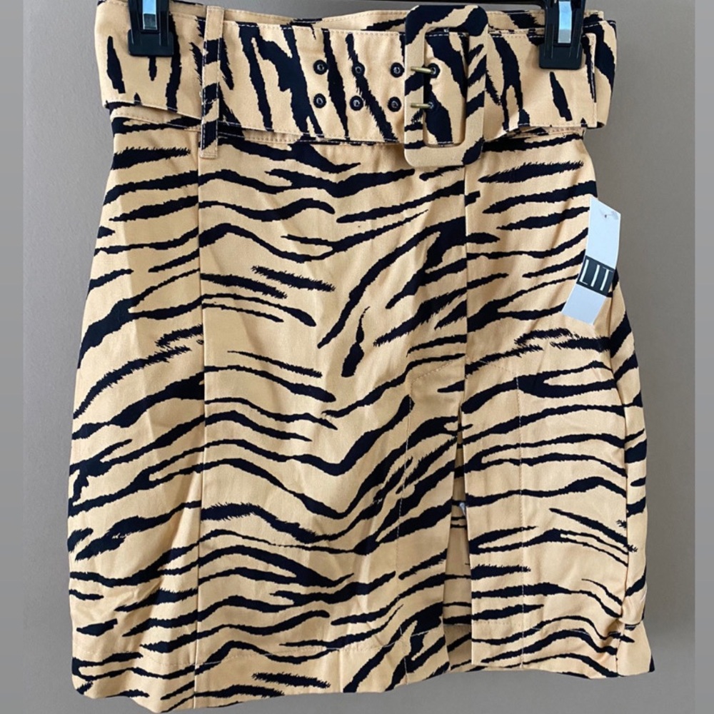 high-waisted tiger print skirt